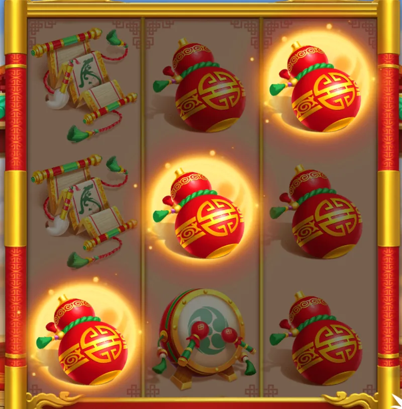 Lucky Tiger 1000 con calabazas rojas iluminadas en una línea diagonal ganadora